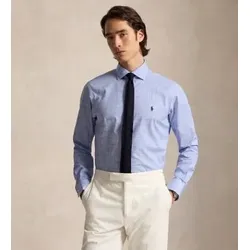Polo Ralph Lauren für Herren. 712B22541002 Popeline-Hemd mit blauem Glencheck-Muster (42), Lässig, Baumwolle, Klassisch, Langarm