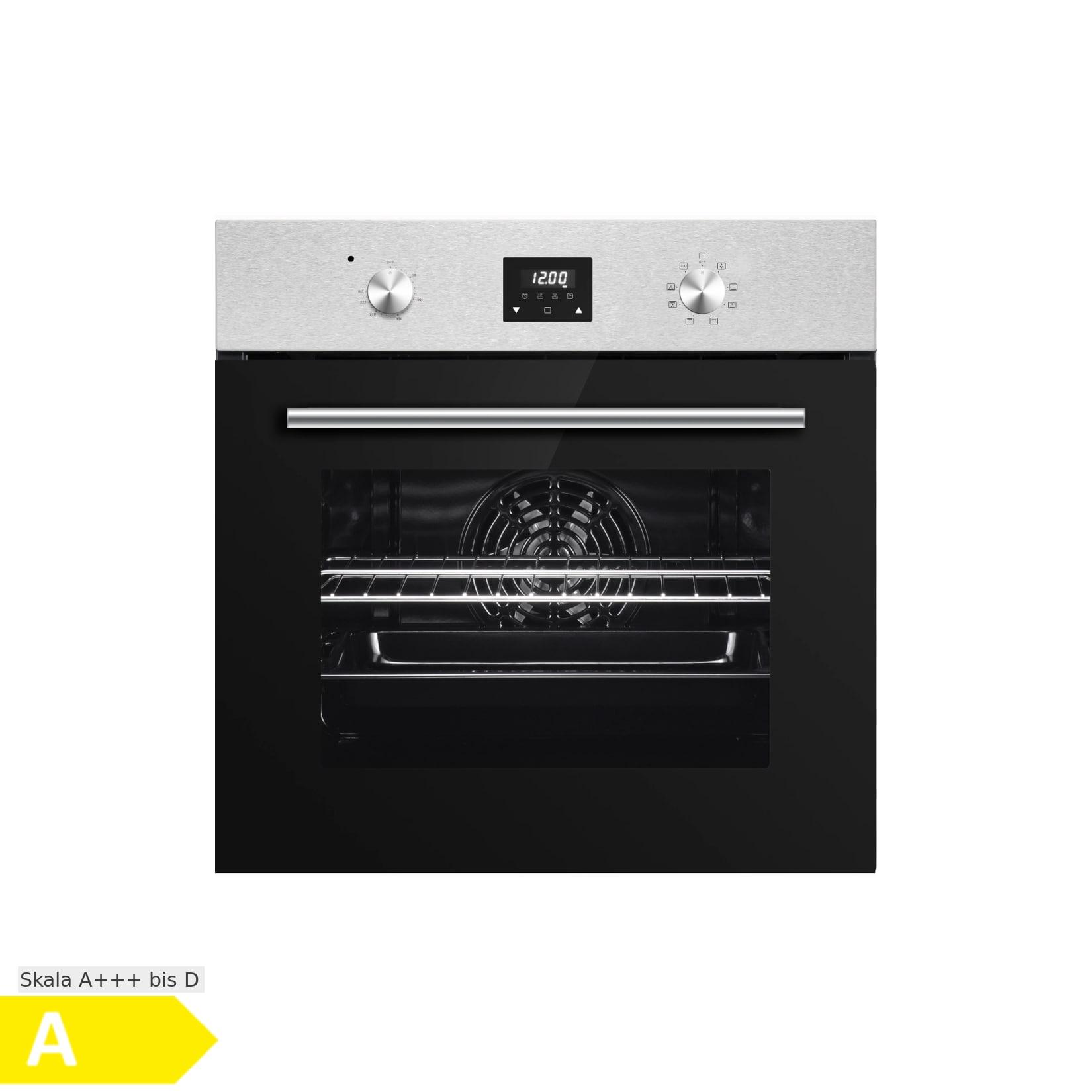 PKM Einbaubackofen EB7IXD - Einbaubackofen mit Edelstahlblende und Display, 64 L, 8 Funktionen