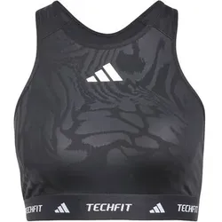 ADIDAS Damen BH TECHFIT Medium-Support High-Neck Print, Größe L/CD in Schwarz Schwarz