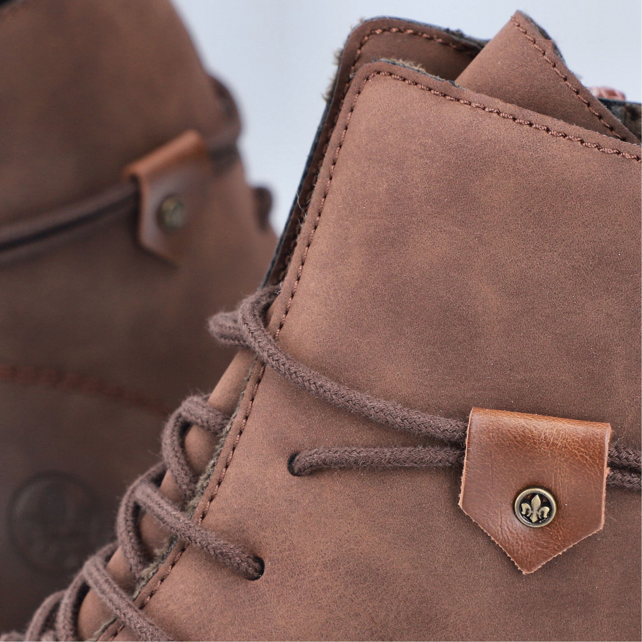 Schnürstiefelette RIEKER, Damen, Gr. 41, Textil, braun, Lederimitat, used, Schuhe Schnürstiefelette, Schnürboots mit schaftumspielender Schnürung, in dezenter Used-Optik