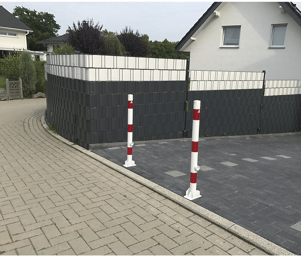 Absperrpfosten, Ø 60 mm, weiß / rot, klappbar, ohne Öse Schake