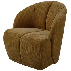 Drehsessel Mojo aus Flachcord, modern und gepolstert, honiggelb, drehbar für dein Zuhause