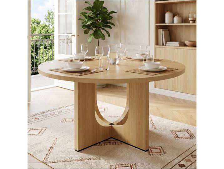 Table A Manger Ronde Chêne Table De Salle A Manger FloraGrace Pour Salle A Manger Montage Facile 120x120x75cm