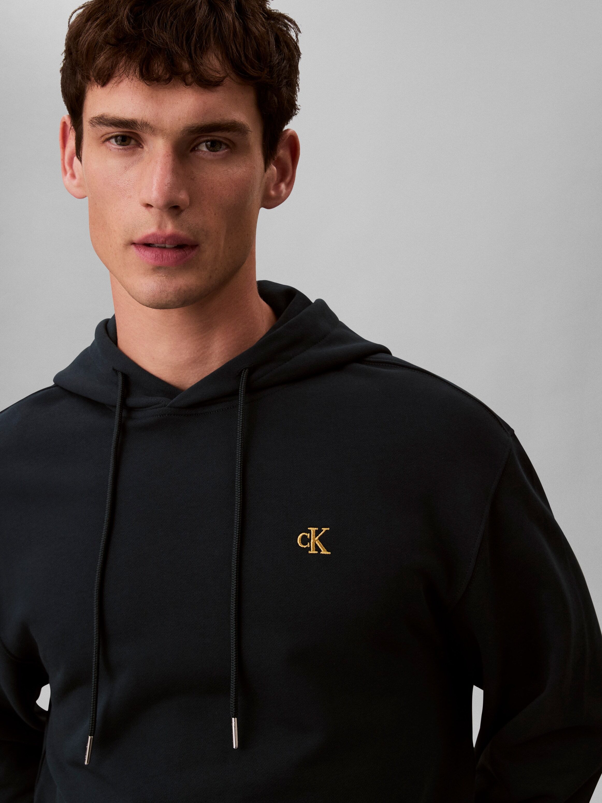 Kapuzensweatshirt CALVIN KLEIN JEANS, Herren, Gr. M, schwarz (nurture navy), Sweatware, Obermaterial: 100% Baumwolle, unifarben, regular fit normal, Rundhals, eingesetzt Bündchen, Sweatshirts Kapuzensweatshirt, Regular fit mit Rundhalsausschnitt nurture n
