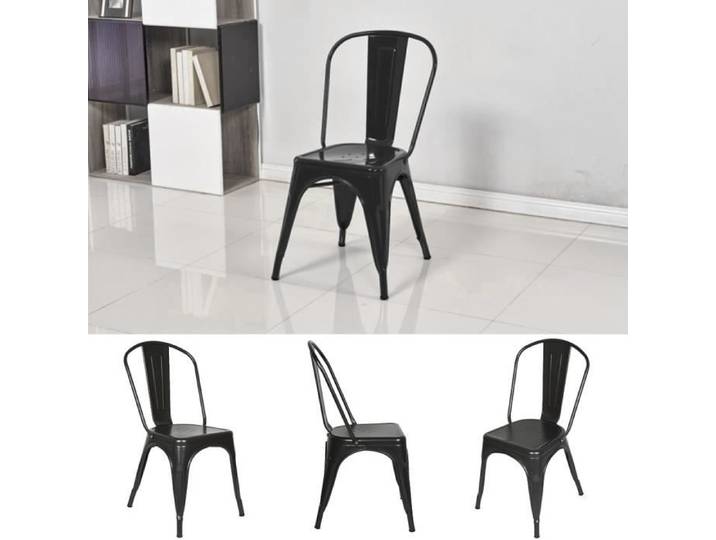 Chaises en métal pour Salle à Manger - YOULUOLI - Noir - 4pcs - Contemporain - Design - Extérieur