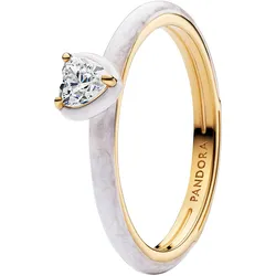 Pandora 163088C01 Damenring Goldfarben Weißes Chakra-Herz, 56/17,8