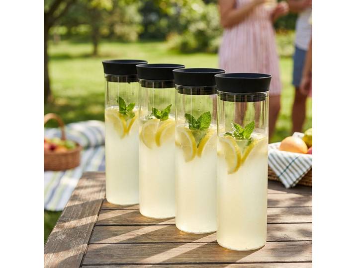 4er-Set Glaskaraffe aus Borosilikatglas, 1L