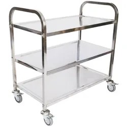 Helloshop26 - Servierwagen aus Edelstahl mit 3 Ablagen bis 150 kg mobiler Küchenwagen Edelstahl 16_0002576