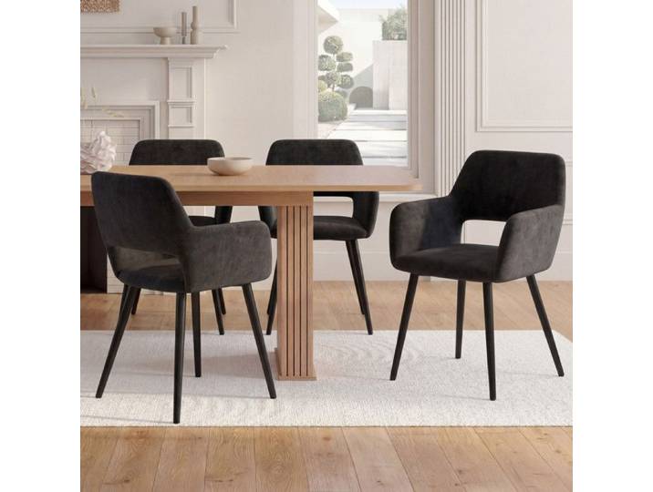 4 fauteuils de table HOLY en velours noir