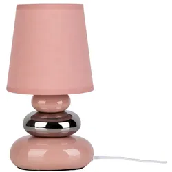 Tischlampe Tischleuchte Nachttischlampe Keramik rosa Leselampe Textil H 31 cm