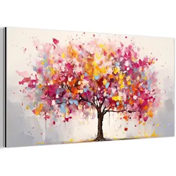 METALLBILD Aquarell - Baum - Kunst - Abstrakt 80x40 cm