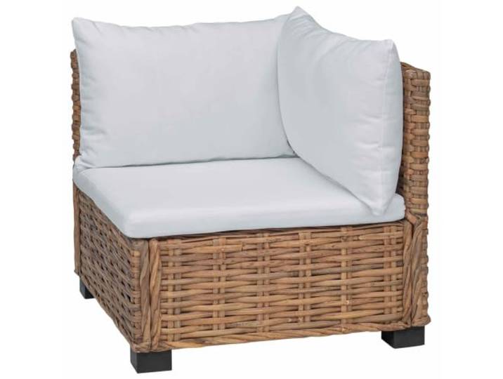 POUFGDR Ecksofa aus Natur-Rattan mit Kissen, Rahmen Mahagoni Handgewebt, abnehmbare Schaumstoffkissen, platzsparendes Design, bequeme Pflege, Verwendung im Innen- und Außenbereich