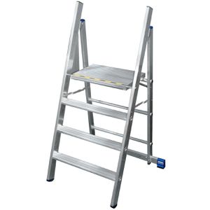 Krause Klapptritt Stabilo, 126085, aus Aluminium, fahrbar, einseitig begehbar, mit 4 Stufen
