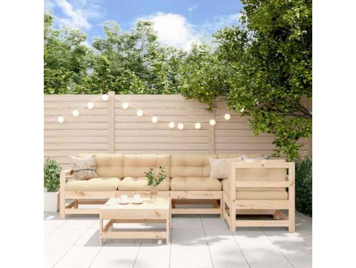 WDGJJFECNMUEHI Pin massif Lattes Jardin Terrasse Modulable Marron Salon de jardin 6 pieces Bois de pin massif exterieur modulable avec repose-pieds pour terrasse patio