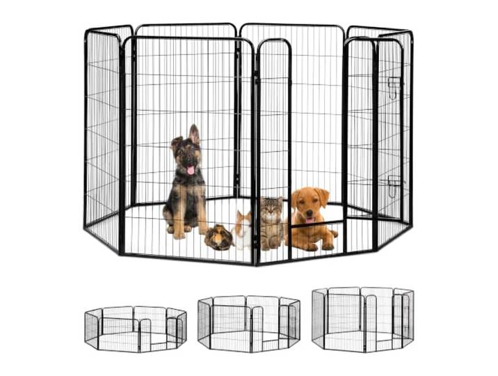 Relaxdays Enclos pour Chiots\, Petits Chiens\, Chiots\, pour l’intérieur\, Stable\, extérieur\, Parc\, Taille XXL\, Noir