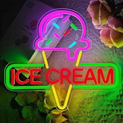 Eiscreme-Neonschild, buntes LED-Neonlicht, Stromversorgung über USB mit Helligkeitsregelung für die Wanddekoration in Cafés, Geschäften, Schlafzimmern und Restaurants
