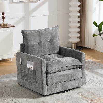 GREATPLANINC Swivel Chenille Accent Chair Single Sofa Chair with Metal Base