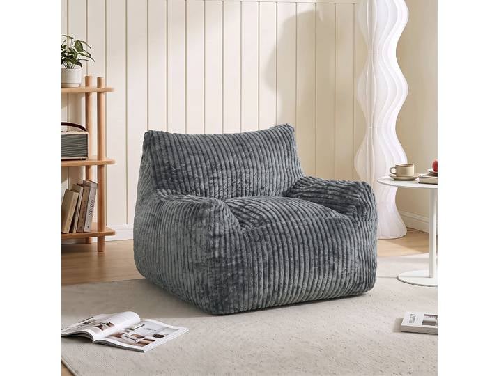 HOMCOM Fauteuil de Sol Lounge Grand Dossier Accoudoirs Gris