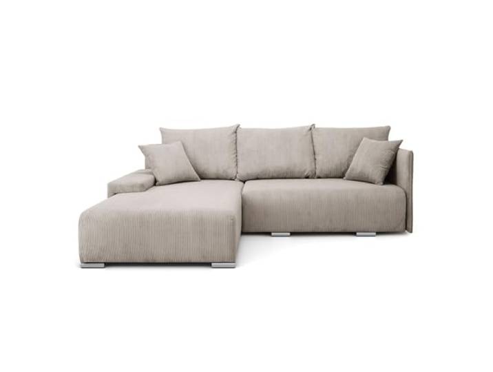 Lookway Ecksofa LAVIO L mit Schlaffunktion & Bettkasten – modernes, universelles L-Form Sofa 150x220 cm, Breite 246 cm, komfortable Wohnlandschaft mit Stauraum (Beige - Anafi 22)