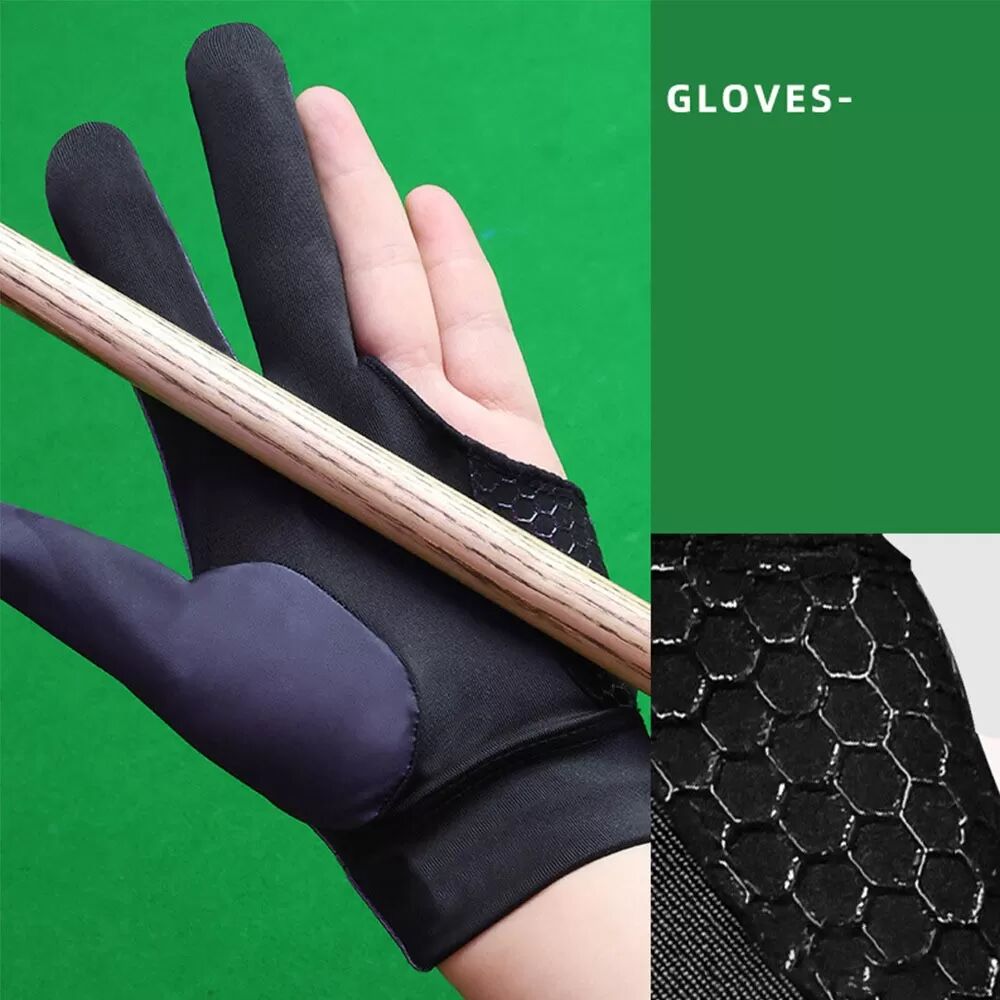 INF Hochelastischer Anti-Rutsch-Billardhandschuh mit 3 Fingern – Nylon-Vollfinger für verbesserte Leistung im Queue-Sport schwarz+lila