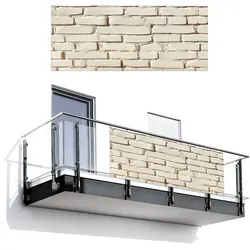 BALKON-SICHTSCHUTZ Ziegel - Wand - Licht - Weiß Balkon Deko 300x130 cm