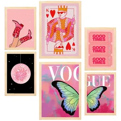 POSTER Set Mit 6 Moderner Kunst Für Frauen A3 & A4 Rahmen Aus Hellem Holz