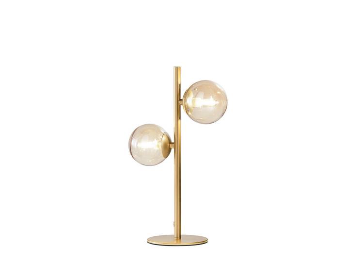 Tischleuchte Luce Ambiente e Design, Champagner, Glas, rund, 14x40x23.4 cm, Lampen & Leuchten, Innenbeleuchtung, Tischlampen, Tischlampen