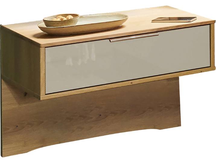 Nachtkonsole WIEMANN Cordoba , beige (glas champagner), B:60cm H:48cm T:43cm, FSC-zertifiziertes Massivholz, Floatglas, Holzwerkstoff, Sideboards, Nachtkonsole, vormontiert