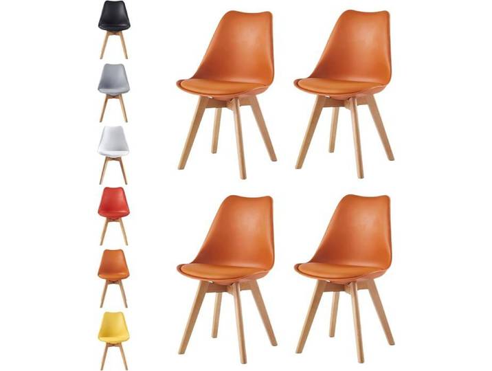 mcc direct Eva Lot de 4 chaises de salle à manger de cuisine de bureau de salon Orange