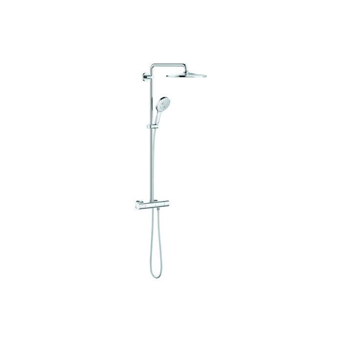Grohe Rainshower Duschsystem 26647000 chrom, mit Aufputz-Thermostat, Duscharm 45cm schwenkbar