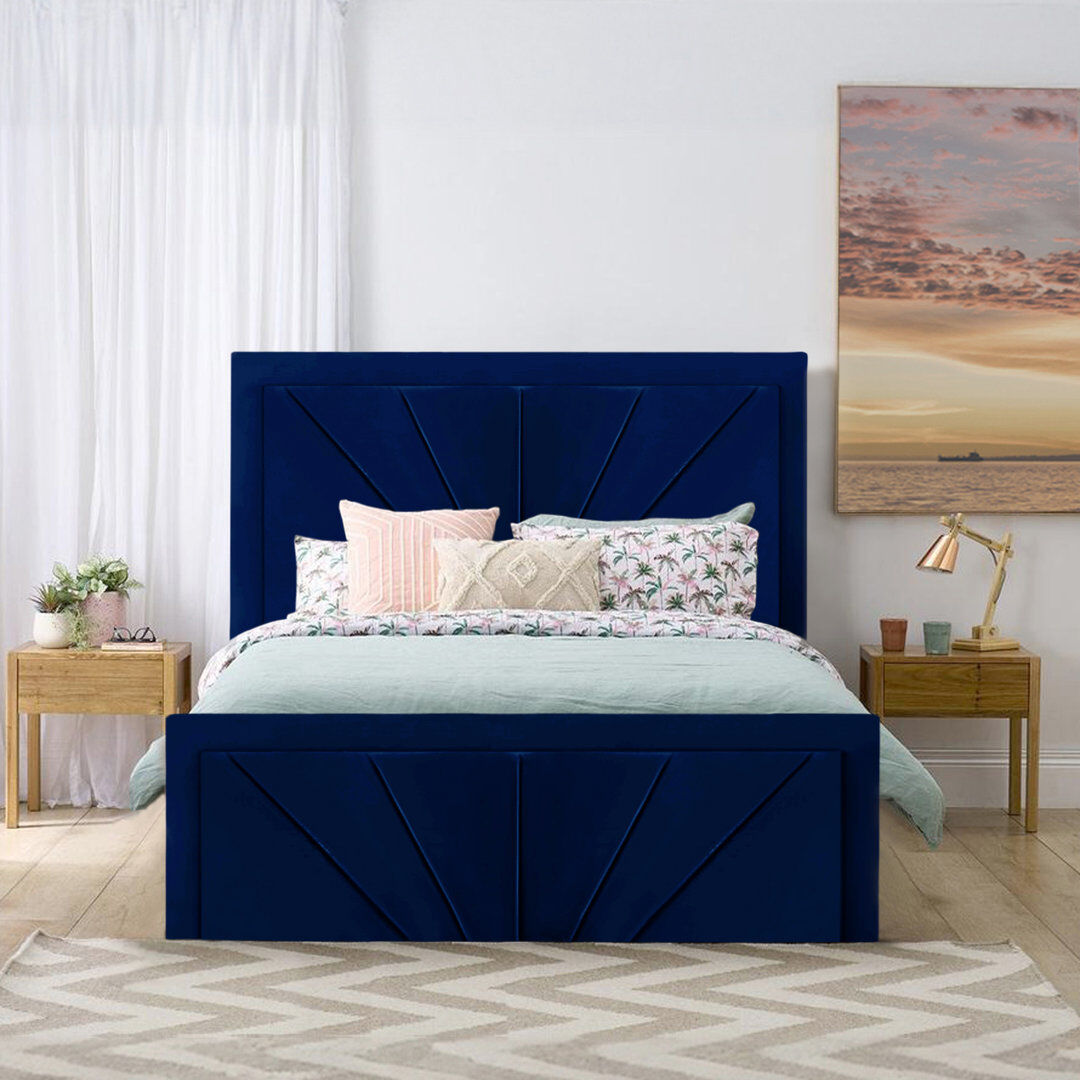 Ebern Designs Upholstered Ottoman Storage Bed Marine Kingsize (5')