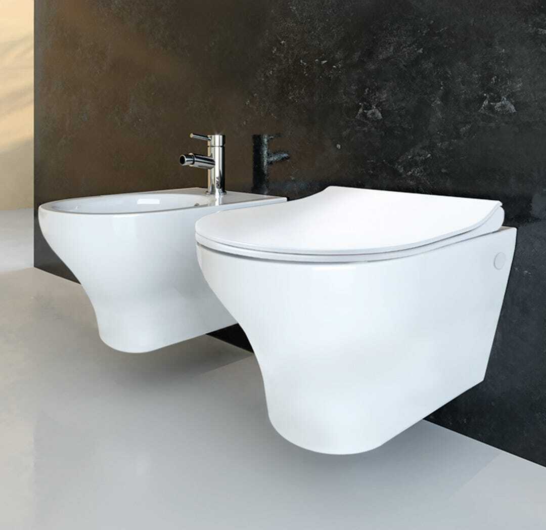 Sanitärkeramik Bidet + WC, wandhängend,spülrandlos | Jazz