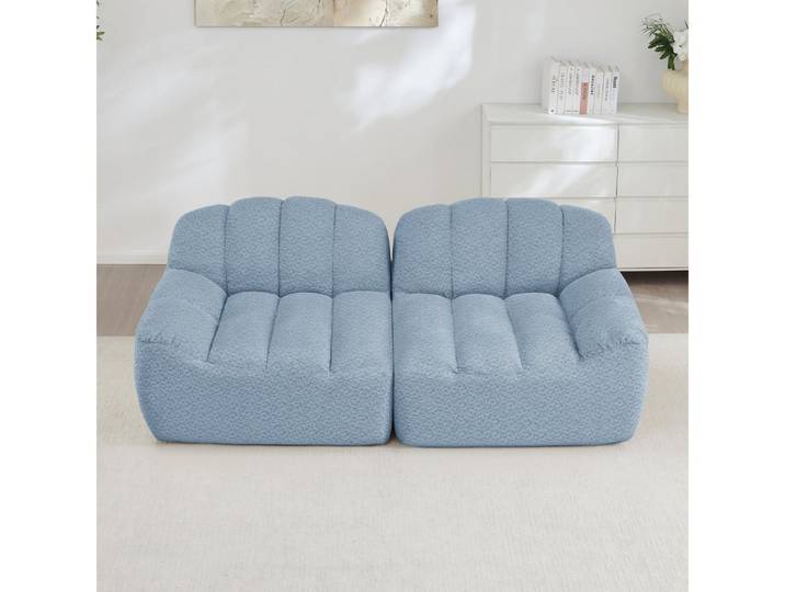 BBWL Sofa mit Muschelform, tiefe Sitzkissen, kein Aufbau erforderlich, 2-Sitzer Modulares Boneless Sofa, modernes ergonomisches Design