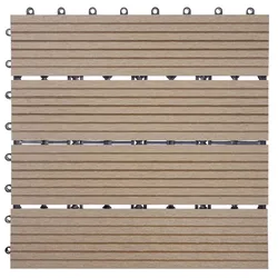 Proregal BERLINLODGE WPC Bodenfliese | 11x je BxT 30x30cm = 1qm | Holzoptik Balkon/Terrasse | Basis | Teak linear