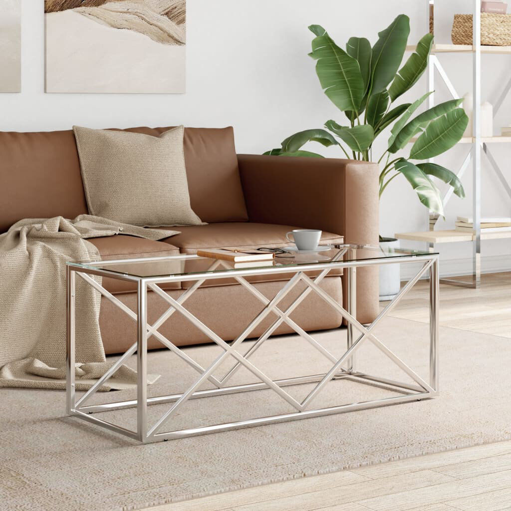 Ivy Bronx Barzan Sled Coffee Table Silver 45cm H X 110cm W X 45cm D