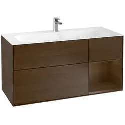 Villeroy und Boch Finion Waschtischunterschrank G070GNGN 119,6x59,1cm, Emotion, Regal rechts Walnut veneer, Walnut veneer