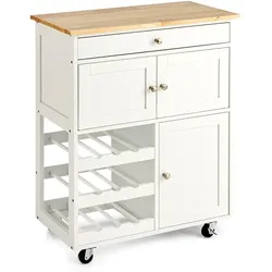 Helloshop26 - Küchenwagen 67 x 37 x 86,5 cm mit Schublade und Ablageflächen Designstil aus weißem MDF 20_0020720