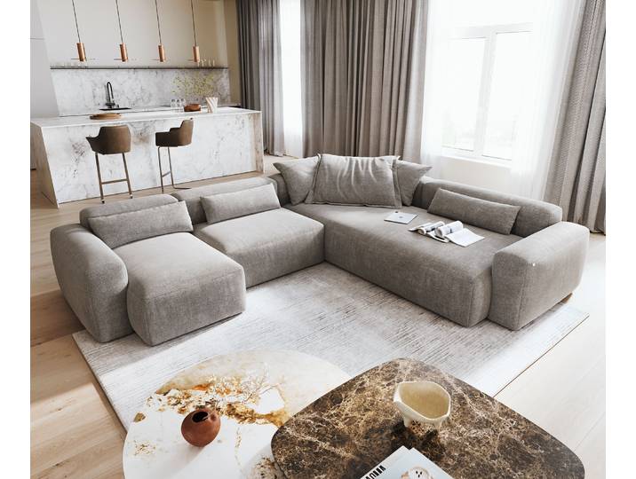 Wohnlandschaft Freestyle Pure 360x290 cm Strukturstoff Soft Grau, Sofas