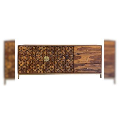 Kommode TREVI mit Stauraum 180 x 40 x 70 cm Dunkles Massivholz | Kadima Design