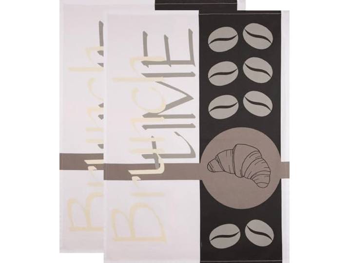 Stuco Geschirrtuch Brunch time 2er-Pack Baumwolle braun-beige Größe 50x70 cm
