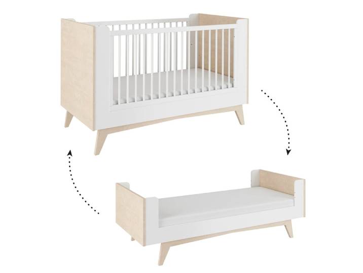 Lit évolutif 70x140 en 70x160 Bellamy So Sixty Blanc et bois