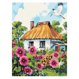 Ideyka Malen nach Zahlen - Stockrosen am Cottage (78585508)