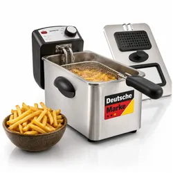 Sommertal Fritteuse 3L 2000W Edelstahl – Öl Fritteuse 130–200°C mit Sichtfenster