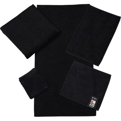 Seiftuch ROSS "Cashmere feeling", schwarz, B:30cm L:30cm, Frottier, Baumwolle, Handtücher, mit Wellen-Bordüre