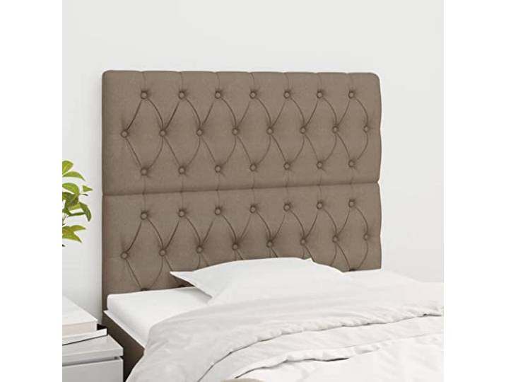 KTHLBRH Kopfteil aus 2 Teilen aus Stoff, Taupe, klassisch, elegantes Design, höhenverstellbar, mit Beinen aus massivem Lärchenholz für Unterstützung und Stabilität – Material: