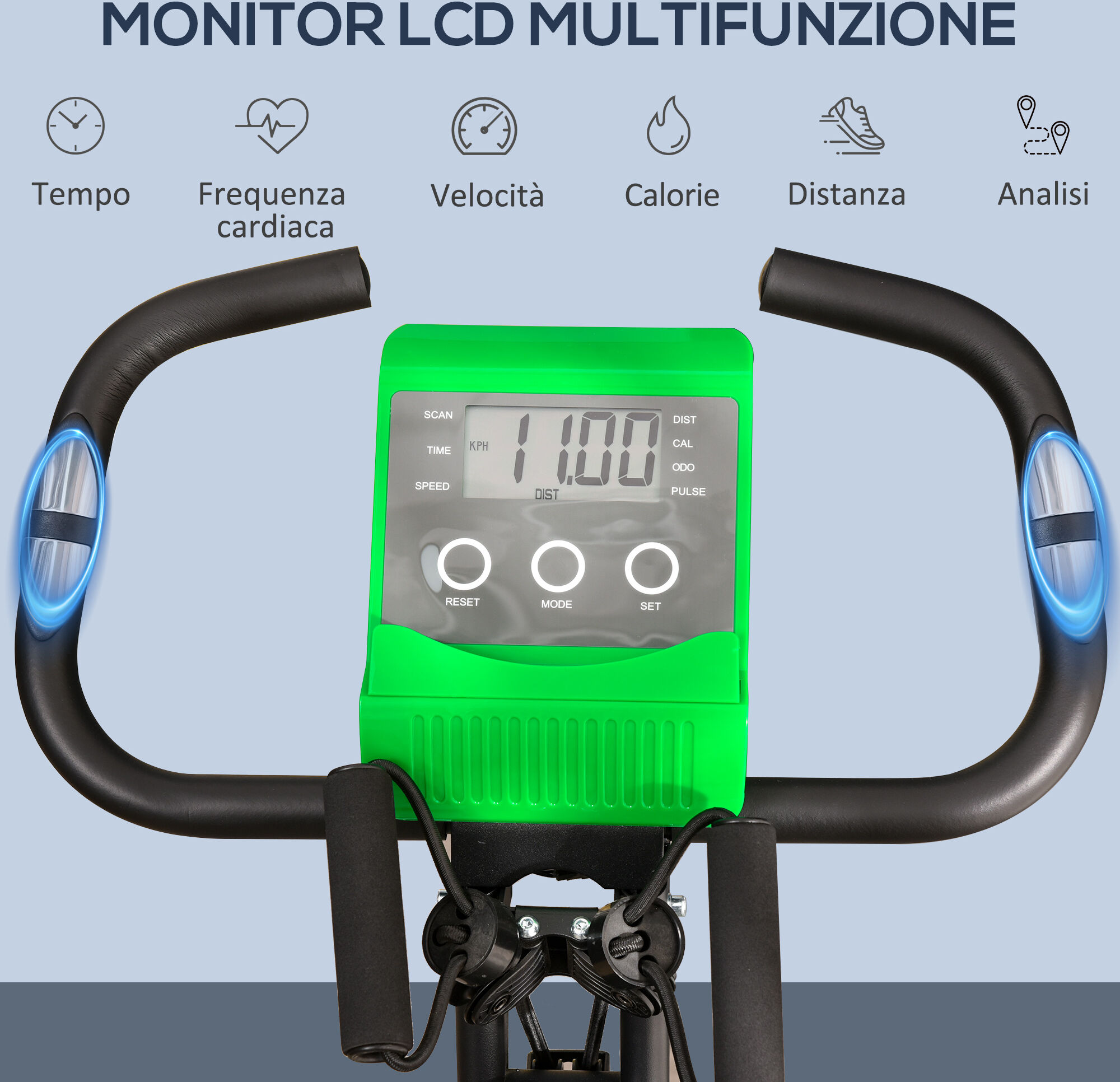 Altro Cyclette Pieghevole 2 In 1, Resistenza Magnetica Regolabile 8 Livelli, Cyclette Da Casa Silenziosa Con Sensore Cardiaco, Sedile Regolabile, Bande Ela