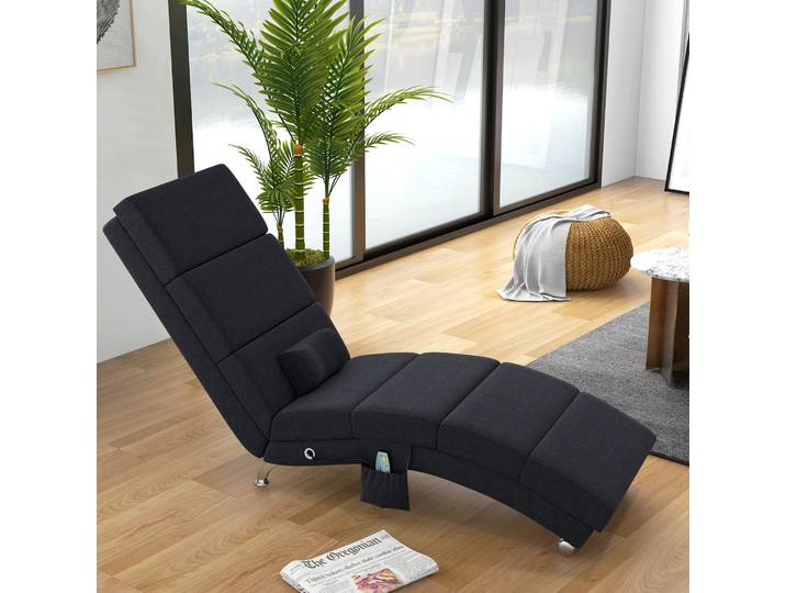 HOMCOM Fauteuil Relax Massant Chauffant Noir 56x168x84cm
