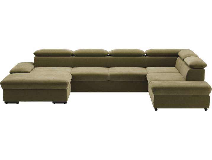 Wohnlandschaft, Olive, 349x226 cm, Polyester, Mit Bettfunktion, Modern, SIT & MORE