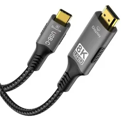PremiumCord USB C — HDMI (2 m), Videokabel, Grau, Schwarz