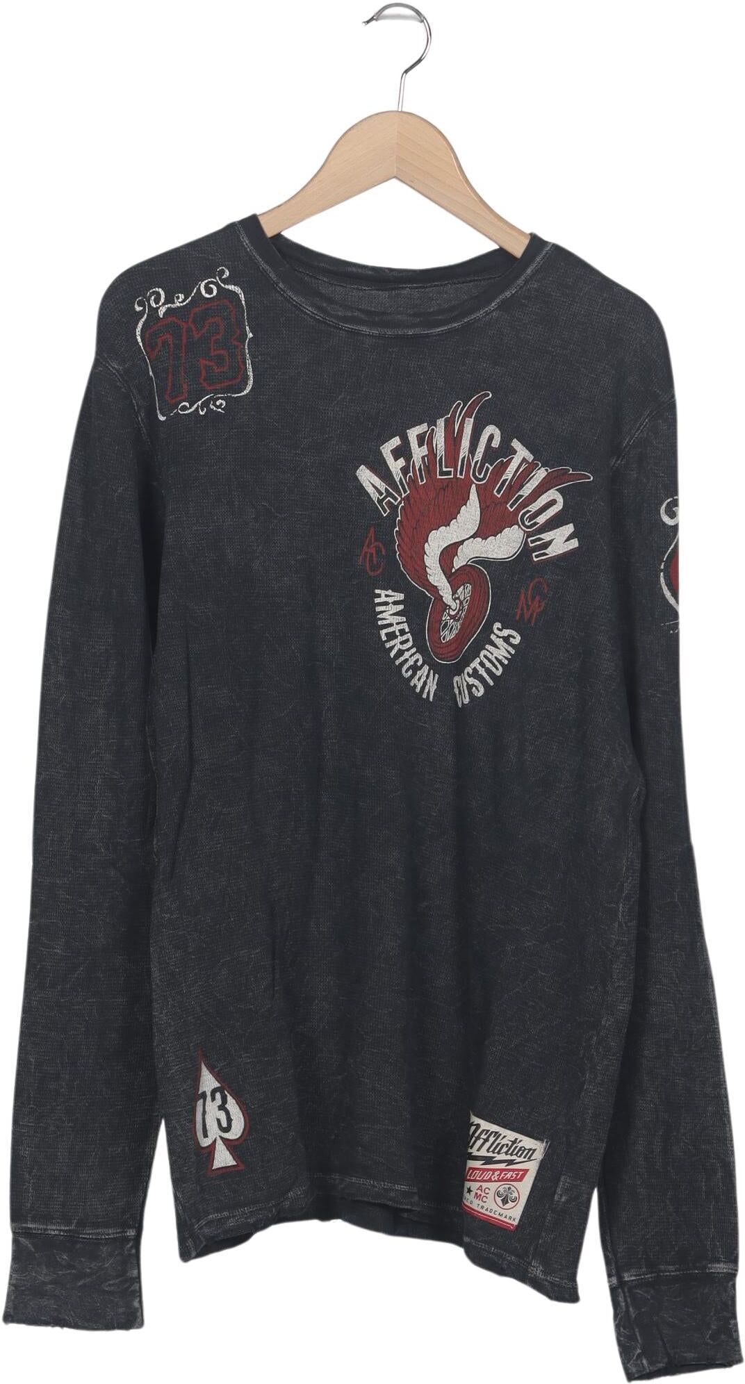 Affliction Herren Langarmshirt, Grau, Gr. L, kein / Etikett - Second Hand